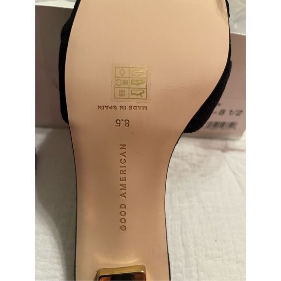 Good American Black Terry Slip On Square  Toe Kickstand Heel  NEW - Picture 4 of 5